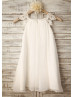 Cap Sleeves Lace Chiffon Boho Beach Wedding Flower Girl Dress